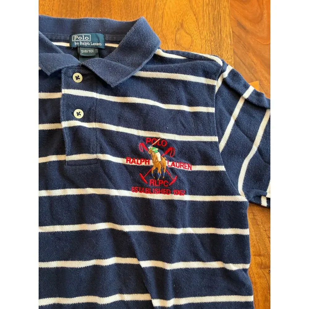 Vintage POLO Ralph‎ Lauren boys button polo big horse 8/10